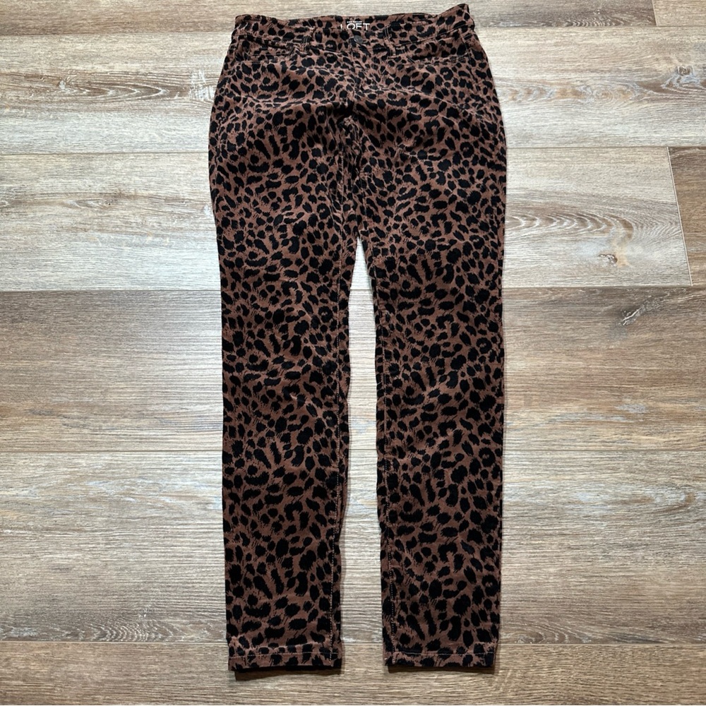 Ann Taylor LOFT Brown Leopard Print Skinny Pants